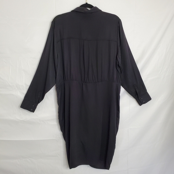 Asymmetric Tencel Shirt Dress with Pockets Size 20W Cinched Tie Front Office NEW - Picture 7 of 15